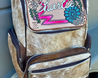 Custom Tooled Leather Hair on Hide Bag - Etsy display picture 1