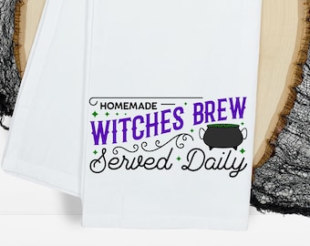 Homemade Witches Brew Tea Towel/ Funny Kitchen Towel/ Halloween Towel