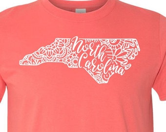North Carolina Shirt, North Carolina Tshirt, North Carolina State Shirt, North Carolina Map, North Carolina Mandala, North Carolina Gifts