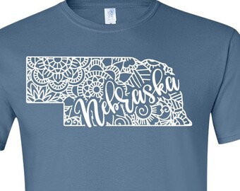 Nebraska Shirt, Nebraska Tshirt, Nebraska State Shirt, Nebraska State Map Shirt, Nebraska Mandala, Nebraska Gifts
