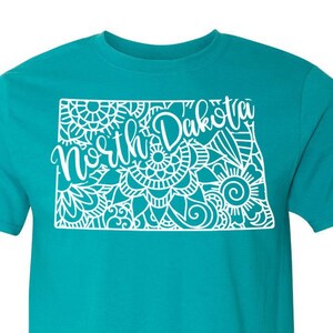 North Dakota Shirt, North Dakota Tshirt, North Dakota State Shirt, North Dakota State Map Shirt, North Dakota Mandala, North Dakota Gifts
