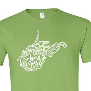 West Virginia Shirt, West Virginia Tshirt, West Virginia State Shirt, West Virginia Map Shirt, West Virginia Mandala, West Virginia Gifts
