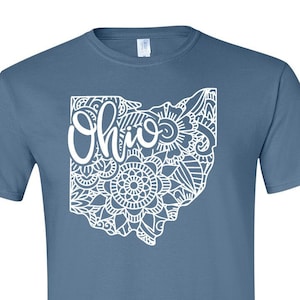 Ohio Shirt, Ohio Tshirt, Ohio State Shirt, Ohio State Map Shirt, Ohio Mandala, Ohio Gifts