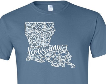 Louisiana Shirt, Louisiana Tshirt, Louisiana State Shirt, Louisiana State Map Shirt, Louisiana Mandala, Louisiana Gifts