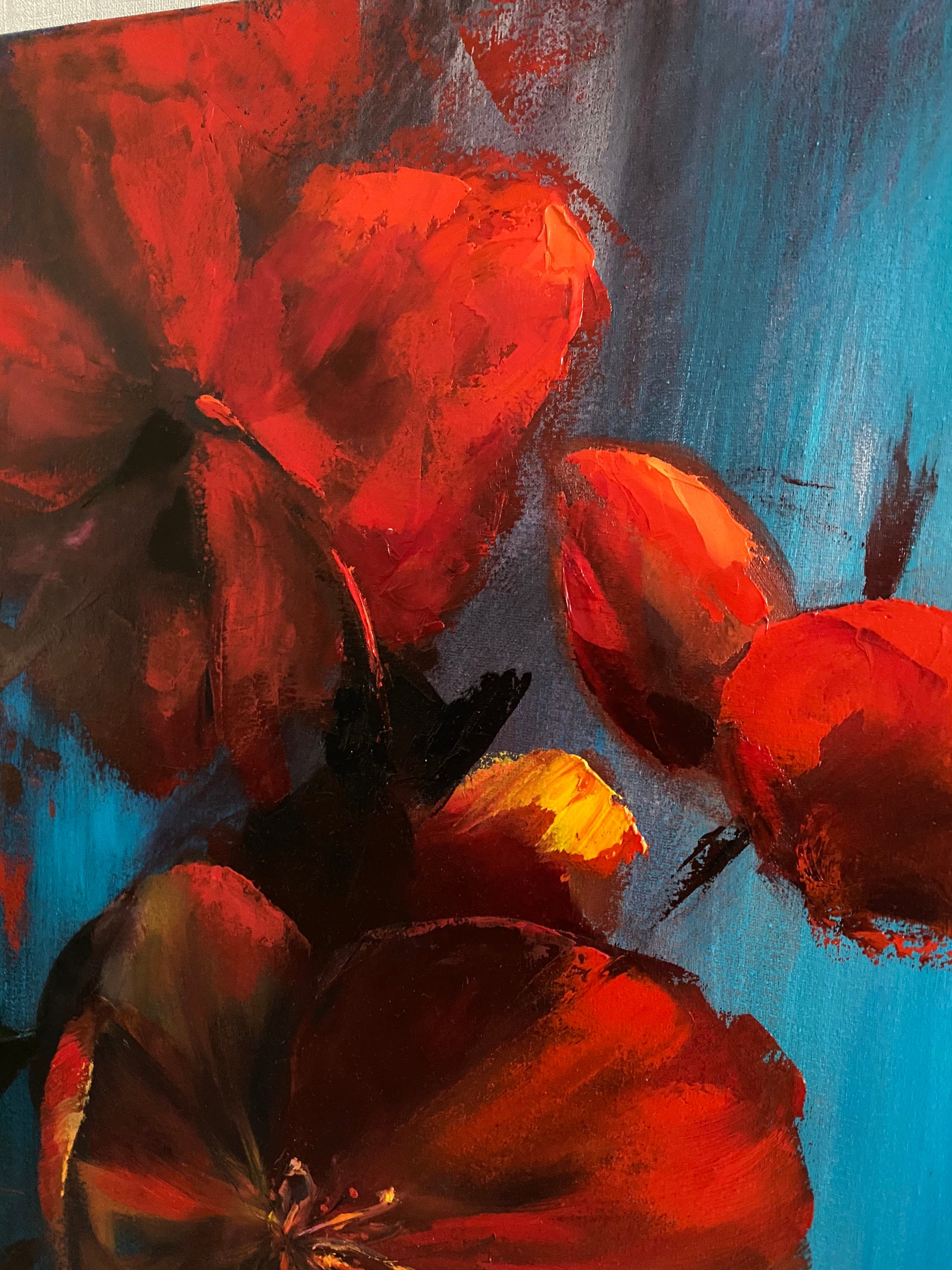 Red flowers Abstract Flowers Oil Painting Oil On Canvas Wall Etsy