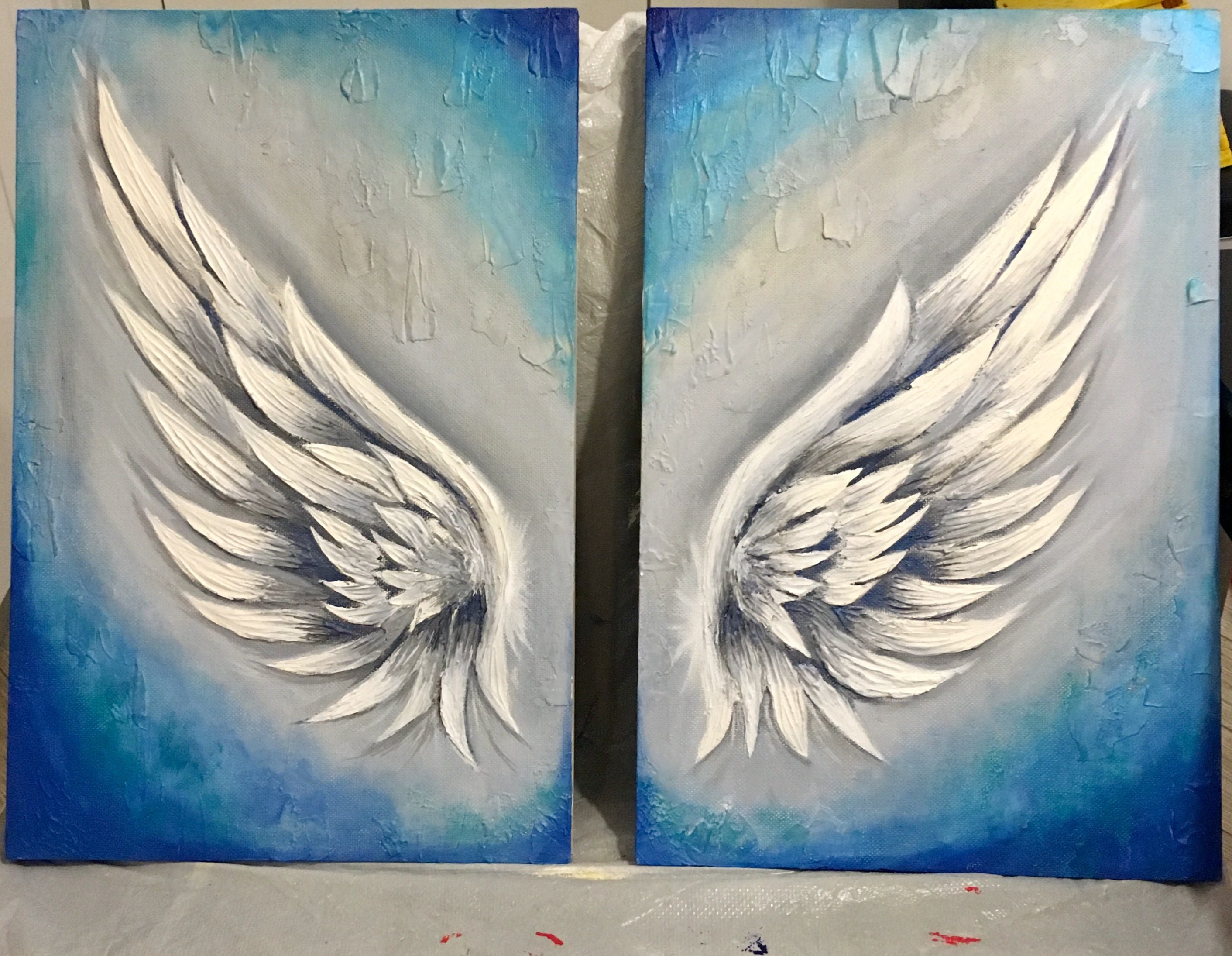Angel Wings Textured Paintings Angel Wings Wall Decor Wings Etsy