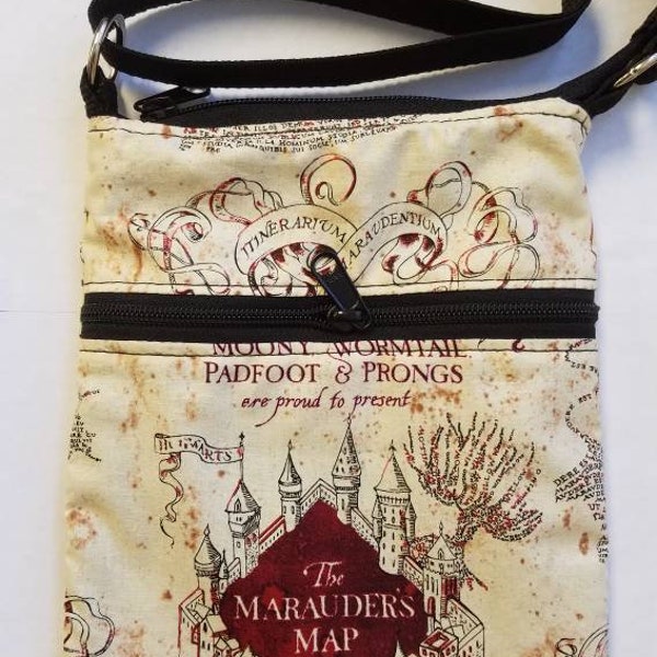 Harry Potter Marauders map inspired Small Crossbody Adjustable bag