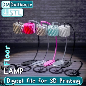 1/12 scale Floor Lamp 3D PRINT STL file Instant Download. Dollhouse furniture - miniature floor lamp. Dollhouse modern floor lamp.