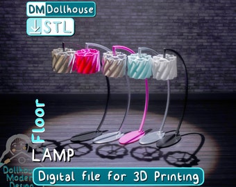 1/12 scale Floor Lamp 3D PRINT STL file Instant Download. Dollhouse furniture - miniature floor lamp. Dollhouse modern floor lamp.