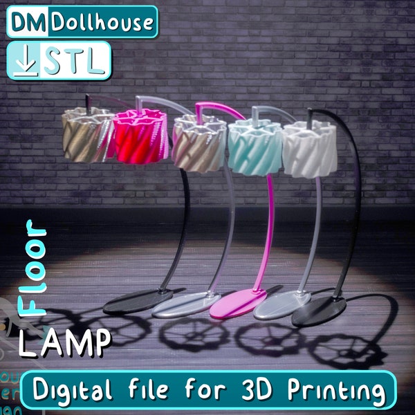 1/12 scale Floor Lamp 3D PRINT STL file Instant Download. Dollhouse furniture - miniature floor lamp. Dollhouse modern floor lamp.