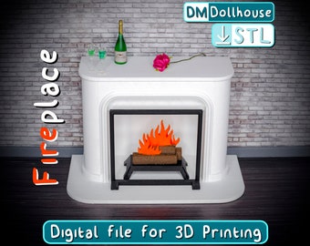 Dollhouse Fireplace STL, Miniature Fireplace for 1:12 Living Room