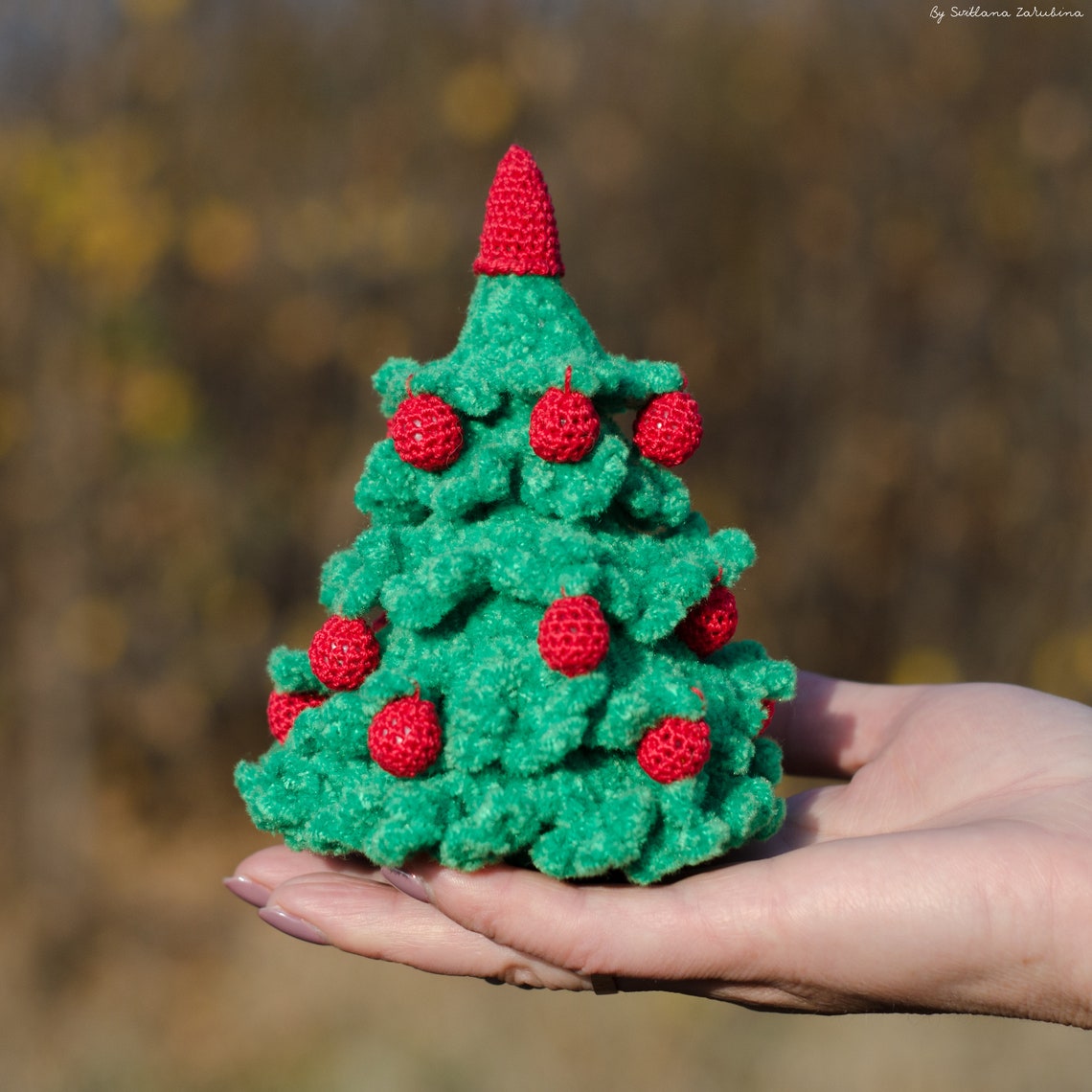 Small christmas tree Home decor Crocheted miniature knit Etsy