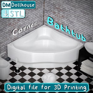 Download the STL 3D PRINT file for a Miniature Bathtub, perfect for dollhouse furniture accessories. Get the Hottub 1/12 scale STL file now!