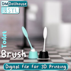1:12 scale Toilet Brush & Holder - STL file for 3D printing. Miniature modern brush for dollhouse bathroom. Toilet brush STL model.