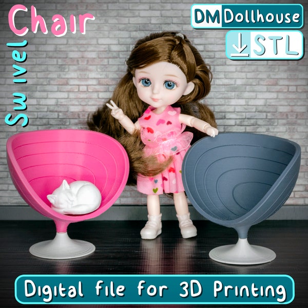 Digital STL File for 3D Printing - Miniature Swivel Chair 1:12 Scale for Dollhouses. STL Model Chair for Dollhouse Furniture