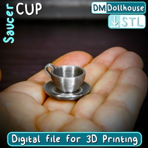 Instant Download Cup Saucer STL File for 3D Printing - 1:12 Scale Modern Miniature Dollhouse Furniture - Dollhouse printable STL files