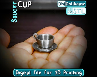 Dollhouse Cup and Saucer STL for 1:12 Miniature Kitchen