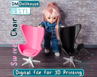 Sedia per casa delle bambole STL, mobili per ufficio in miniatura per postazioni di lavoro in scala 1:12