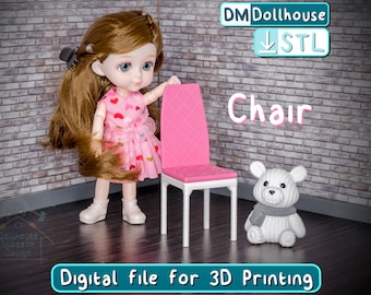 Silla en miniatura escala 1:12 para casas de muñecas - Archivo STL digital para impresión 3D - Muebles en miniatura para casas de muñecas - Archivo STL - Modelo de silla