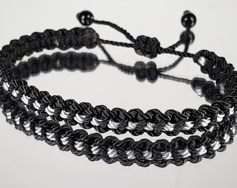 ANKLET- Thin Grey Line braided anklet -Corrections Officer -new -handmade -for man & woman