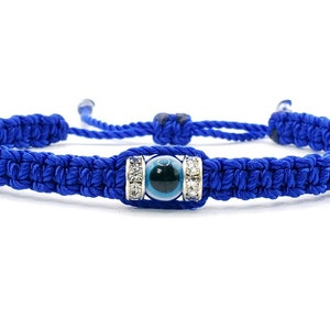 Evil eye amulet bracelet, good luck blue string wristband, evil eye protection, good luck charm, adjustable, for man and women