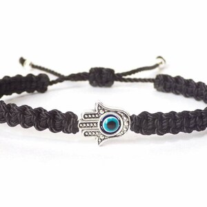 Hamsa hand black string bracelet, for happiness, luck, health, and good fortune, new. good luck and evil eye charm for man and woman image 2