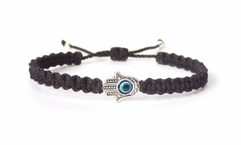 Hamsa hand black string bracelet, for happiness, luck, health, and good fortune, new. good luck and evil eye charm for man and woman image 2