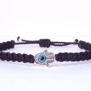 Hamsa hand black string bracelet, for happiness, luck, health, and good fortune, new. good luck and evil eye charm for man and woman image 3