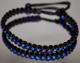 Thin Blue Line bracelet -support Police braided wristband -new -for man and woman