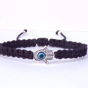 Hamsa hand black string bracelet, for happiness, luck, health, and good fortune, new. good luck and evil eye charm for man and woman image 1