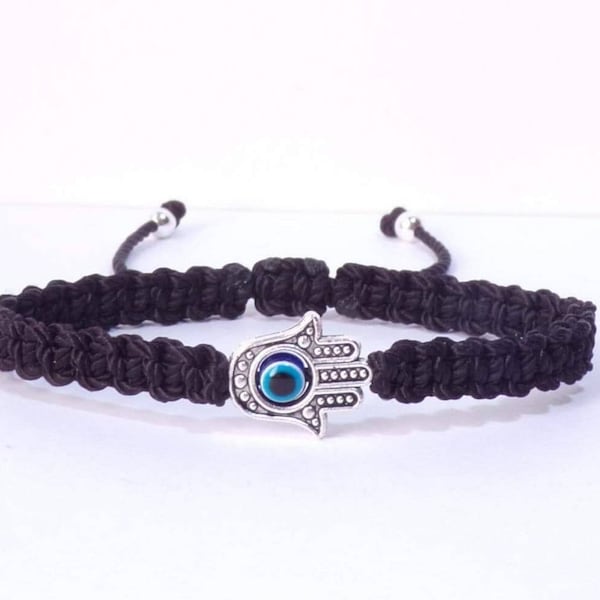 Hamsa hand black string bracelet, for happiness, luck, health, and good fortune, new. good luck and evil eye charm for man and woman