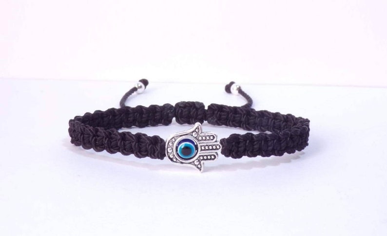 Hamsa hand black string bracelet, for happiness, luck, health, and good fortune, new. good luck and evil eye charm for man and woman image 1