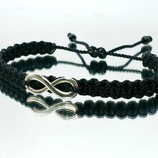 Infinity bracelet, beautiful black string bracelet, -adjustable for man and women