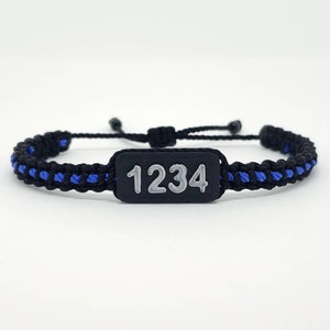 Adjustable Thin Blue Line Bracelet - Handmade Braided Wristband To Support Police
