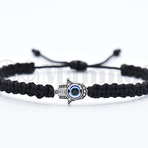 Hamsa hand black string bracelet, for happiness, luck, health, and good fortune, new. good luck and evil eye charm for man and woman