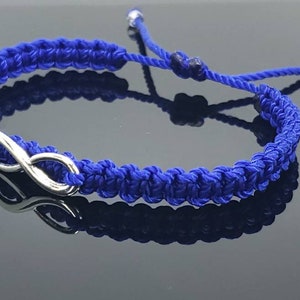 Beautiful infinity blue string bracelet, braided blue infinity adjustable, blue bracelet, blue friendship bracelet, blue unisex bracelet