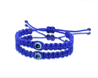 Kids size Evil eye amulet good luck braided bracelet evil eye blue string wristband for kids evil eye protection good luck charm, adjustable