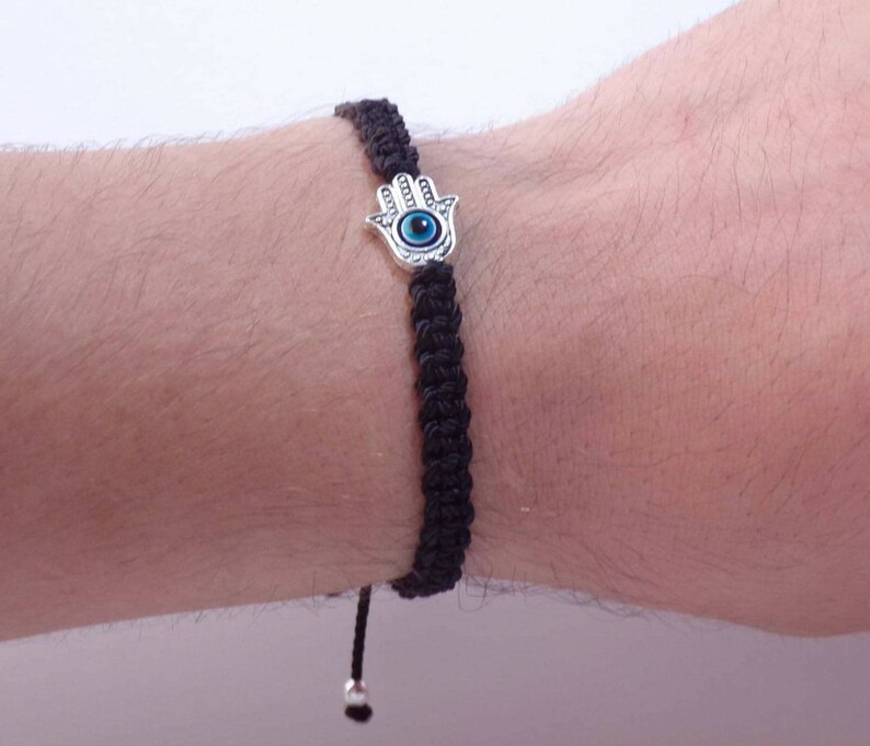 Hamsa hand black string bracelet, for happiness, luck, health, and good fortune, new. good luck and evil eye charm for man and woman image 6