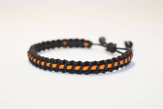 Black With Orange Line Bracelet black Braided Bracelet With a Thin Orange Line Adjustable Wristband new handmade Awareness Bracelet Etsy Canada