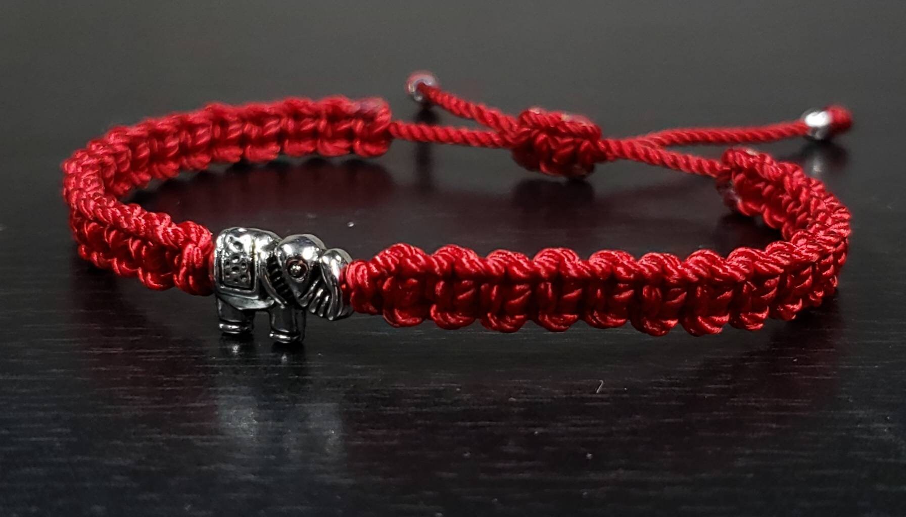 Gold Elephant Charm Red String Protection Bracelet