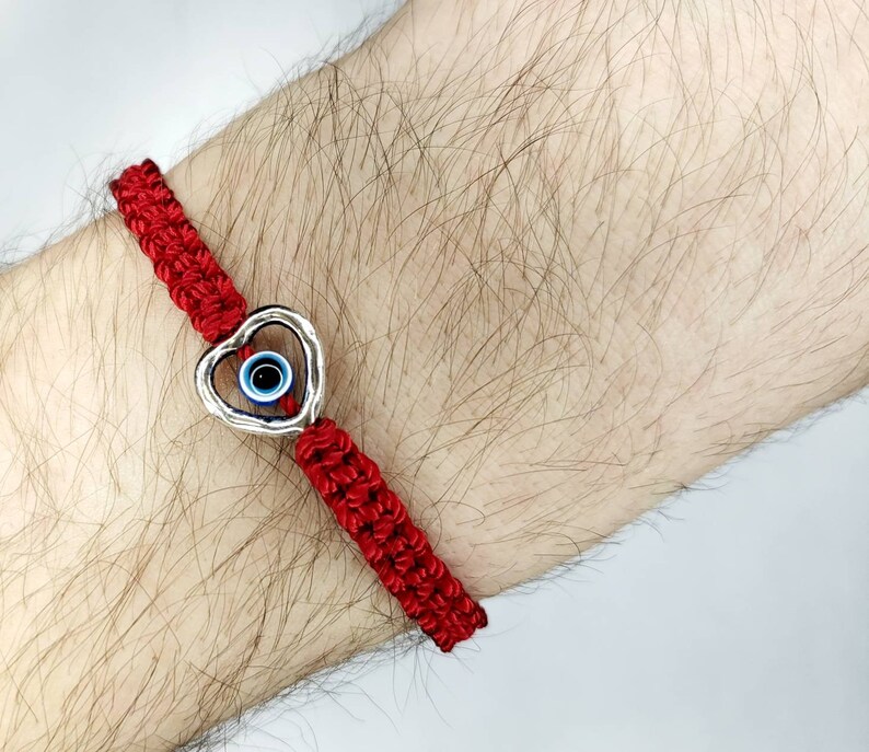 Red string evil eye bracelet, evil eye protection wristband, good luck bracelet, red string bracelet, adjustable Bild 5