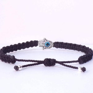 Hamsa hand black string bracelet, for happiness, luck, health, and good fortune, new. good luck and evil eye charm for man and woman image 5