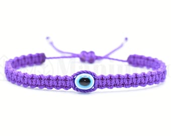 Pulsera contra el mal de ojo, protección contra el mal de ojo, amuleto contra el mal de ojo, pulsera trenzada morada, nueva, ajustable