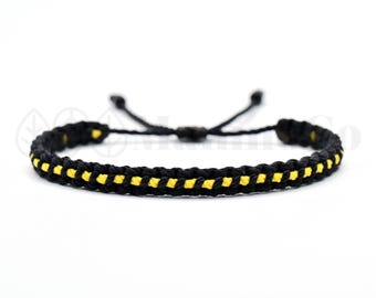 Thin yellow Line braided bracelet - Dispatchers wristband, Support for Military Members, new -handmade -for man & woman