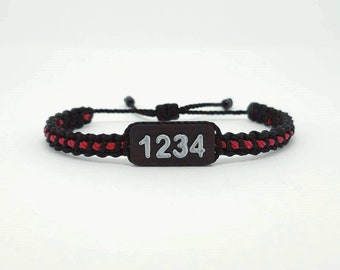 firefighter Thin red line badge bracelet red line bracelet with badge number support firefighter wristband braided bracelet for man & woman