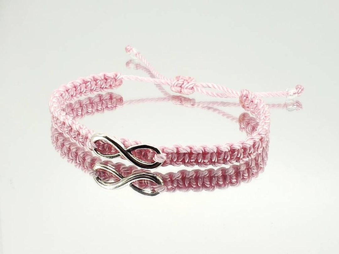 Beautiful Infinity Pink String Bracelet, Braided Pink Infinity ...