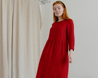 red linen maxi dress