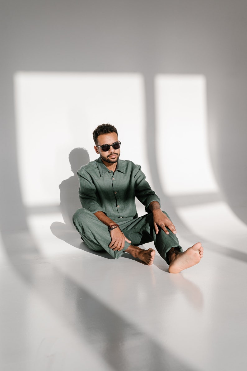 Linen PAJAMAS set for men / men's linen pajama pants and Etsy