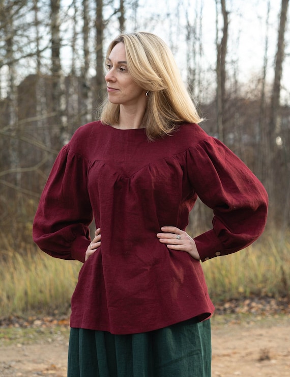 burgundy peasant top