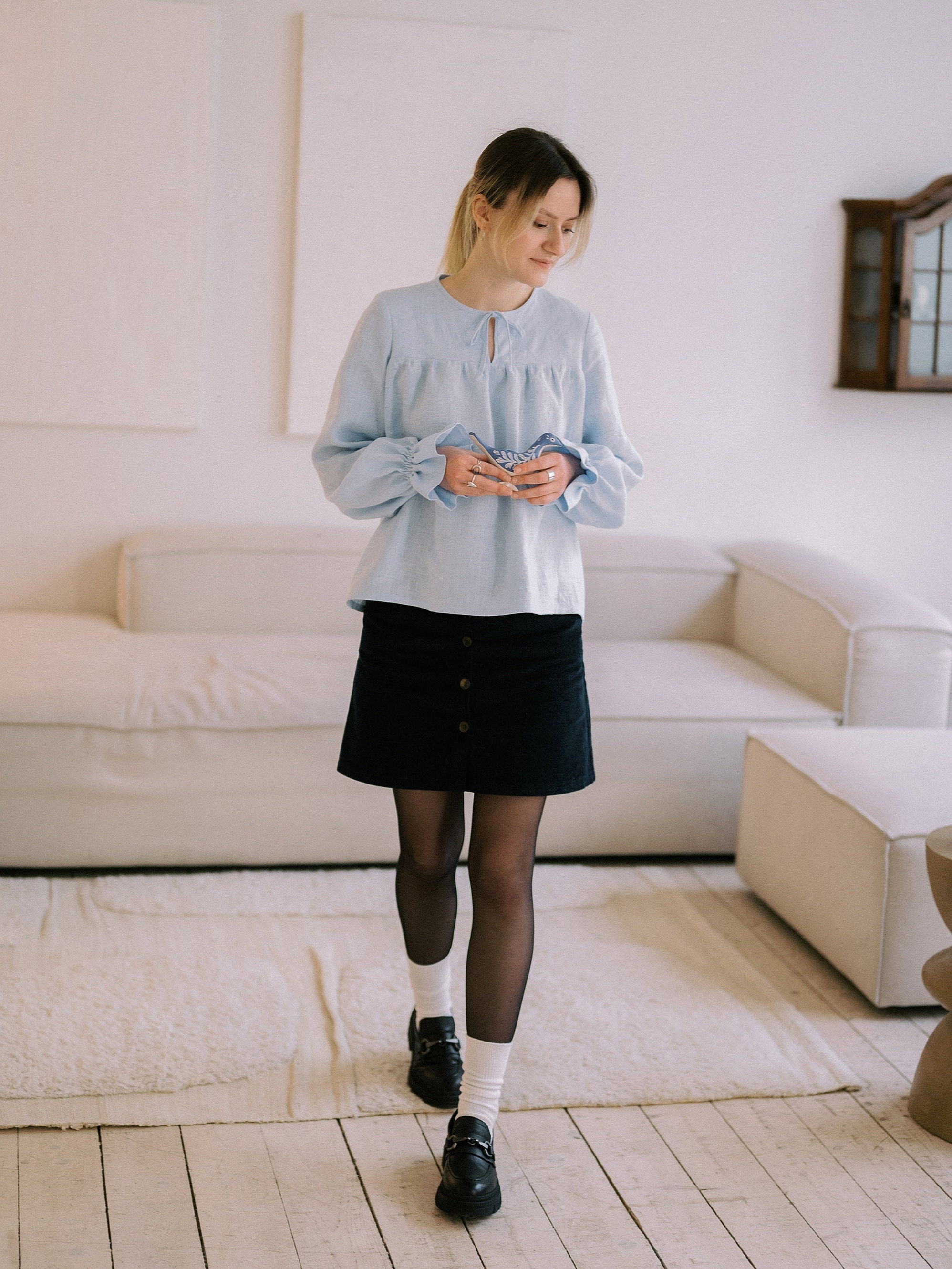 Ruffle Linen Blouse - Flowy Peasant Blouse - Dark Academia Poet Shirt -  Etsy Canada